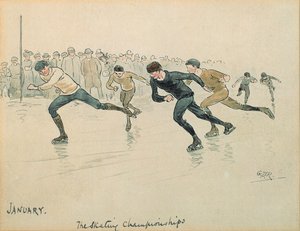 Il Mese di Gennaio: Pattinaggio su ghiaccio da George Derville Rowlandson